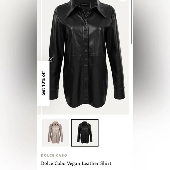 DOLCE CABO Faux Vegan Leather Button Up Shirt SIZE Small NWOT - Picture 2 of 11